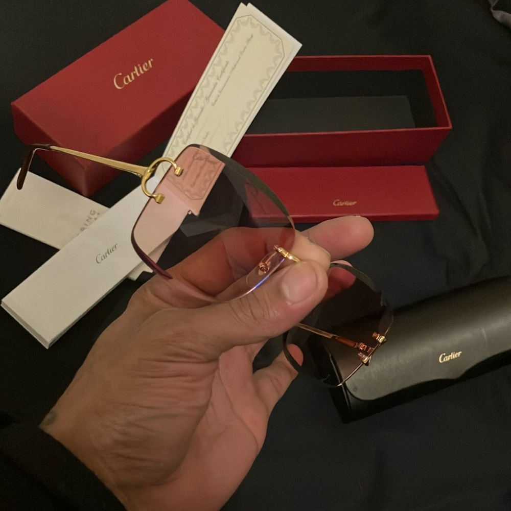 Cartier wire sunglasses with extra set of lenses and papers of authentication
